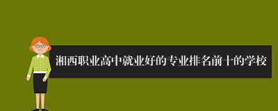 湘西职业高中就业好的专业排名前十的学校