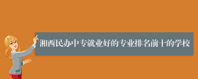 湘西民办中专就业好的专业排名前十的学校