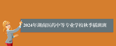 2024年湖南医药中等专业学校秋季插班班