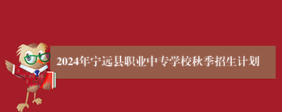 2024年宁远县职业中专学校秋季招生计划