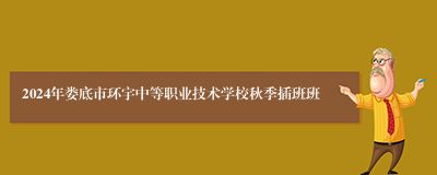 2024年娄底市环宇中等职业技术学校秋季插班班