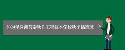 2024年株洲英泰软件工程技术学校秋季插班班