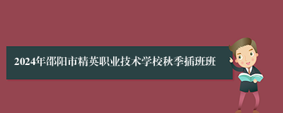 2024年邵阳市精英职业技术学校秋季插班班