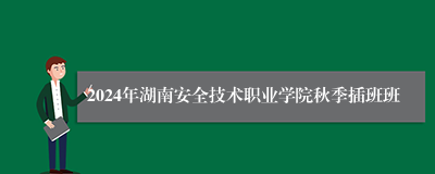 2024年湖南安全技术职业学院秋季插班班