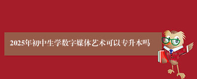 2025年初中生学数字媒体艺术可以专升本吗