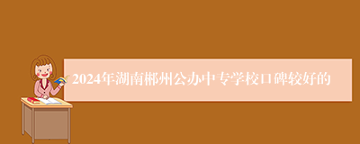 2024年湖南郴州公办中专学校口碑较好的