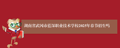 湖南省武冈市蓝深职业技术学校2025年春节招生吗