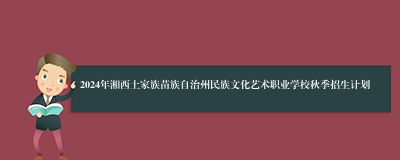 2024年湘西土家族苗族自治州民族文化艺术职业学校秋季招生计划