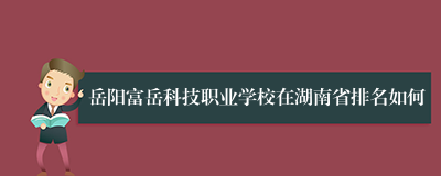 岳阳富岳科技职业学校在湖南省排名如何