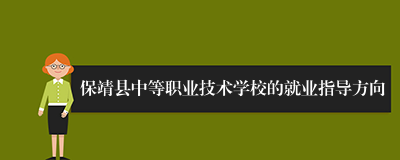 保靖县中等职业技术学校的就业指导方向