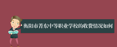 衡阳市菁东中等职业学校的收费情况如何