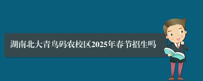 湖南北大青鸟码农校区2025年春节招生吗