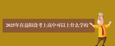 2025年在益阳没考上高中可以上什么学校