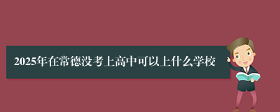 2025年在常德没考上高中可以上什么学校