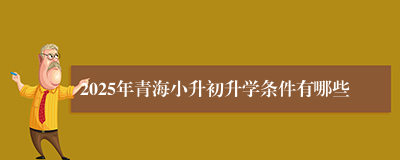 2025年青海小升初升学条件有哪些