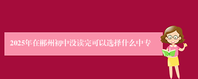 2025年在郴州初中没读完可以选择什么中专