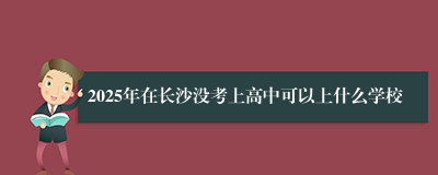 2025年在长沙没考上高中可以上什么学校