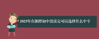 2025年在湘潭初中没读完可以选择什么中专