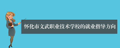 怀化市文武职业技术学校的就业指导方向