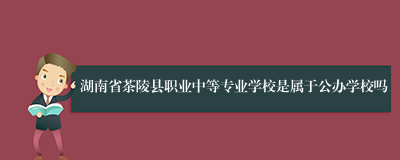 湖南省茶陵县职业中等专业学校是属于公办学校吗