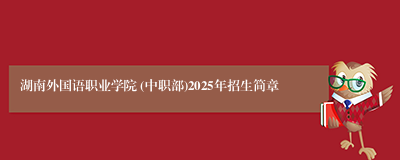 湖南外国语职业学院 (中职部)2025年招生简章