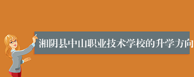 湘阴县中山职业技术学校的升学方向