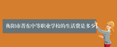 衡阳市菁东中等职业学校的生活费是多少