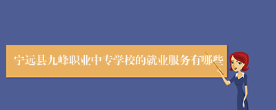 宁远县九峰职业中专学校的就业服务有哪些