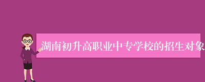 湖南初升高职业中专学校的招生对象