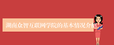 湖南众智互联网学院的基本情况介绍