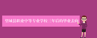 望城县职业中等专业学校三年后的毕业去向