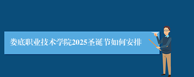 娄底职业技术学院2025圣诞节如何安排