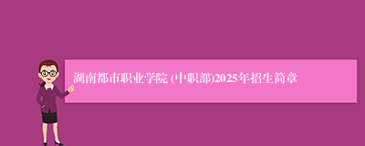 湖南都市职业学院 (中职部)2025年招生简章