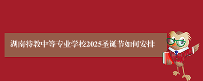 湖南特教中等专业学校2025圣诞节如何安排