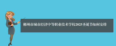 郴州市城市经济中等职业技术学校2025圣诞节如何安排