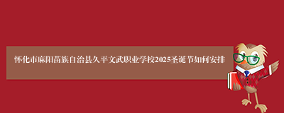 怀化市麻阳苗族自治县久平文武职业学校2025圣诞节如何安排