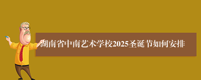 湖南省中南艺术学校2025圣诞节如何安排