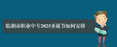 临湘市职业中专2025圣诞节如何安排