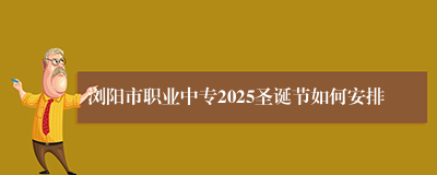 浏阳市职业中专2025圣诞节如何安排