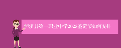 泸溪县第一职业中学2025圣诞节如何安排