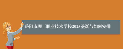 岳阳市理工职业技术学校2025圣诞节如何安排