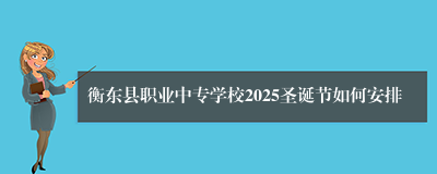 衡东县职业中专学校2025圣诞节如何安排