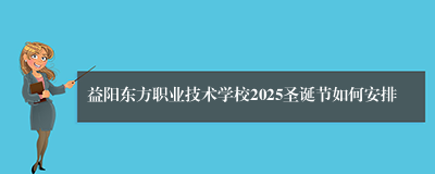 益阳东方职业技术学校2025圣诞节如何安排