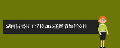 湖南猎鹰技工学校2025圣诞节如何安排