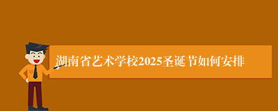 湖南省艺术学校2025圣诞节如何安排