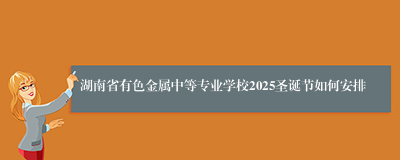 湖南省有色金属中等专业学校2025圣诞节如何安排