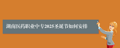 湖南医药职业中专2025圣诞节如何安排