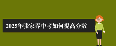 2025年张家界中考如何提高分数