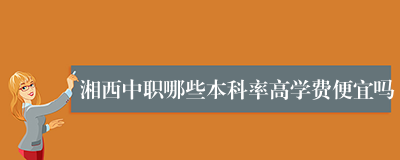 湘西中职哪些本科率高学费便宜吗